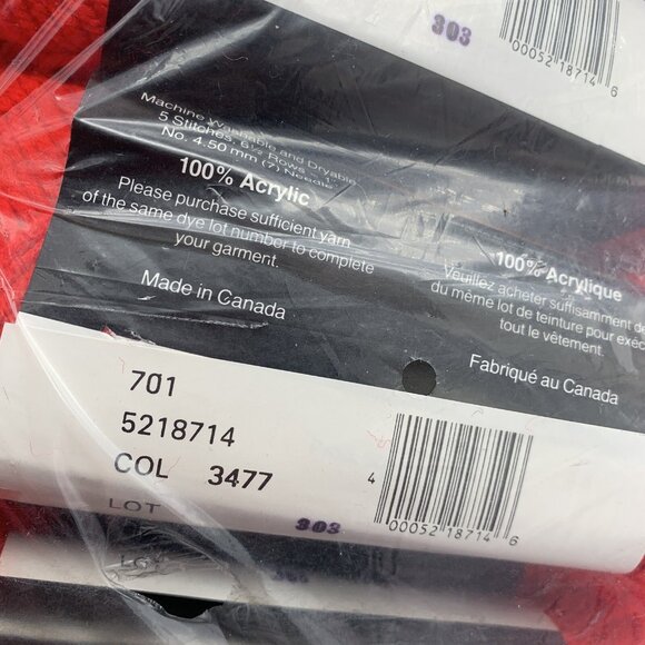 Baycrest Sayelle Red Acrylic Yarn Lot of 8 Skeins50g Each, Made in Canada - Picture 5 of 6